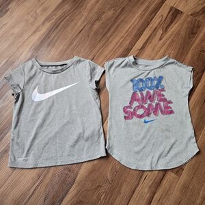 VGUC Girls 4T Set of 2 Grey Nike Short Sleeve Athletic T-shirts